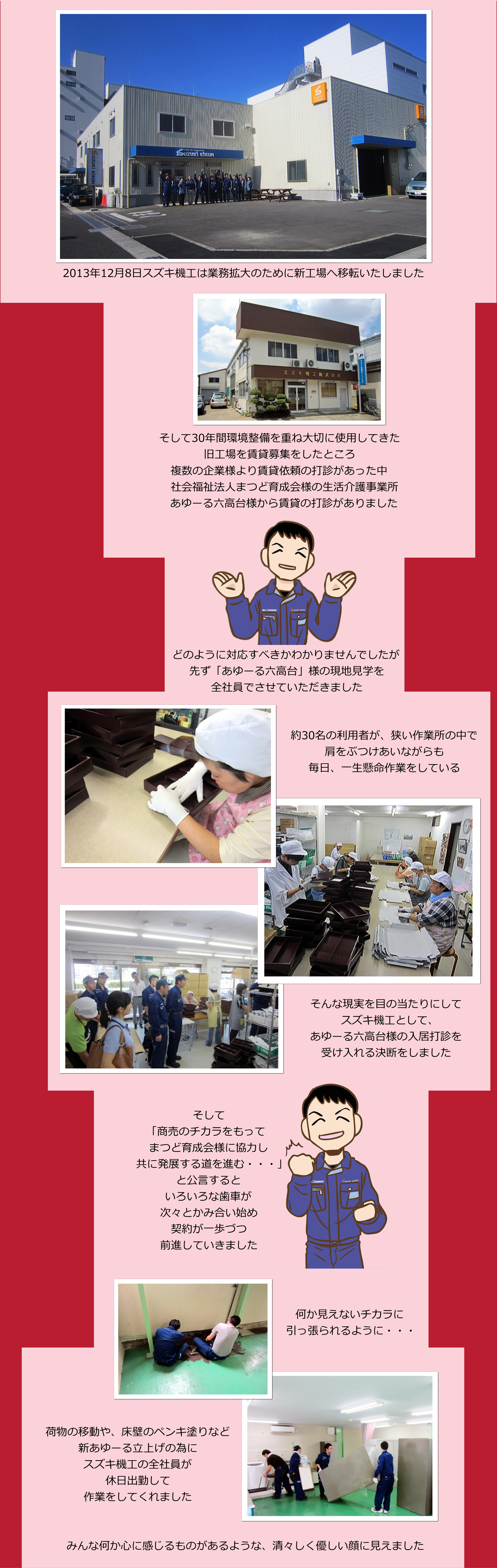 工場移転、作業現地見学、事業所準備