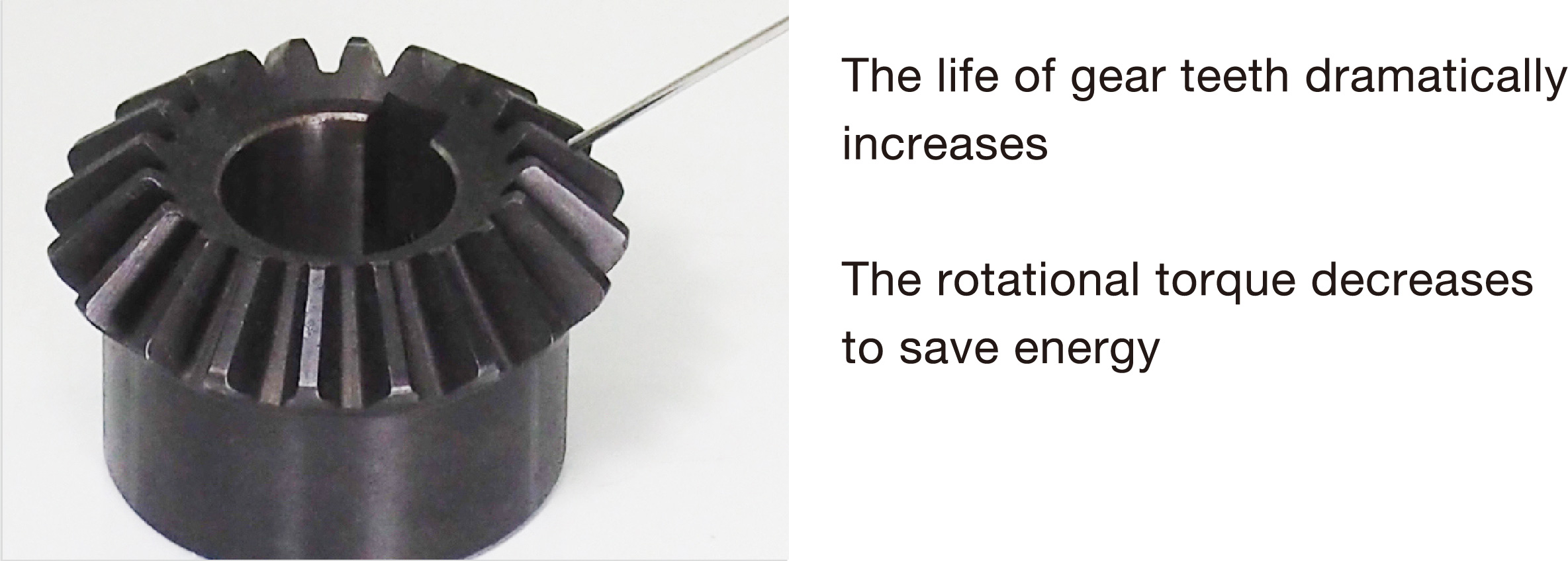 The life of gear teeth dramatically increases. The rotational torque decreases to save energy.