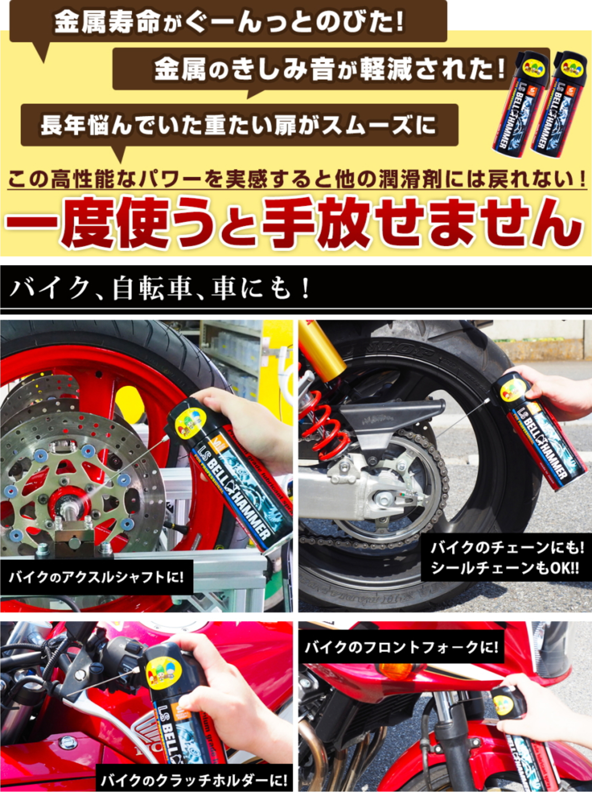 金属寿命がぐーんっとのびた！金属のきしみ音が軽減された！長年悩んでいた重たい扉がスムーズに、一度使うと手放せません